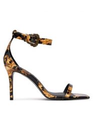 Versace Jeans Couture Sandały 80VA3S76 ZS366 G89 Czarny. Czarne sandały Versace Jeans Couture, bez wzorów, z jeansu, bez obcasa, na szpilce, bez zapięcia. Za 989.99 zł.