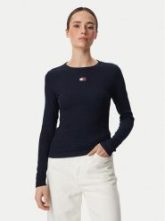 Tommy Jeans Bluzka DW0DW20178 Granatowy Slim Fit. Niebieskie bluzki Tommy Jeans, l, bez wzorów, z bawełny, bez kołnierzyka, bez ramiączek. Za 189.99 zł.