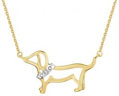 Naszyjnik z żółtego złota z diamentem - jamnik - 0,004 ct - próba 375. Żółte naszyjniki Apart, z diamentem, złote. Za 1,659.00 zł.