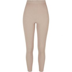 Legginsy Damskie Z Dzianiny Prążkowanej. Brązowe legginsy Urban Classics, xl, bez wzorów, z dzianiny. Za 147.99 zł.