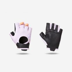 Rękawiczki fitness Domyos. Brązowe rękawiczki CORENGTH, bez wzorów, ze skóry, sportowe. Za 49.99 zł.