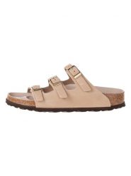 Birkenstock Skórzane klapki "Florida" w kolorze beżowym rozmiar: 38. Brązowe klapki Birkenstock, bez wzorów, z nubiku, z otwartym noskiem, bez obcasa. Za 404.95 zł.