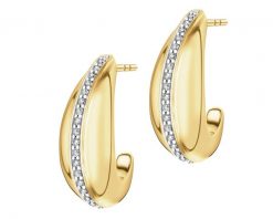Kolczyki z żółtego złota z diamentami - 0,20 ct - próba 585. Żółte kolczyki Apart, z diamentem, złote. Za 5,490.00 zł.