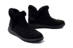 INBLU WG-22 014 czarny, botki damskie. Czarne botki Inblu, na zimę, bez wzorów, bez obcasa, bez zapięcia. Za 119.90 zł.