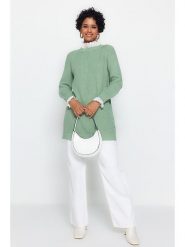 Trendyol Sweter w kolorze zielonym rozmiar: L. Zielone swetry Trendyol, l, bez wzorów, ze splotem, bez ramiączek. Za 126.15 zł.