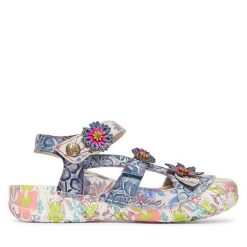 Sandały Laura Vita. Niebieskie sandały Laura Vita, bez wzorów, bez obcasa, na płaskiej podeszwie, bez zapięcia. Za 409.99 zł.