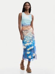 Desigual Sukienka letnia Celeste 26SWVK28 Niebieski Slim Fit. Niebieskie sukienki Desigual, na lato, m, bez wzorów, z syntetyku, bez kołnierzyka, bez ramiączek. Za 539.99 zł.