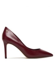 Tommy Hilfiger Szpilki Essential Pointed Pump FW0FW09362 Bordowy. Czerwone szpilki TOMMY HILFIGER, bez wzorów, ze skóry, bez obcasa, na szpilce, bez zapięcia. Za 569.99 zł.
