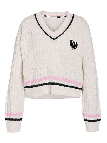 Noisy may Sweter "Maki" w kolorze kremowym rozmiar: L. Brązowe swetry Noisy may, l, bez wzorów, ze splotem, bez ramiączek. Za 134.95 zł.