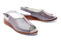 LANQIER 42C643 dark silver, sandały damskie. Szare sandały Lanqier, bez wzorów, z gumy, bez obcasa, na koturnie, bez zapięcia. Za 189.90 zł.