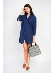 ASSUILI Lniana sukienka w kolorze granatowym rozmiar: 40. Niebieskie sukienki Assuili, bez wzorów, ze lnu, klasyczne, bez kołnierzyka, bez ramiączek, mini. Za 195.99 zł.