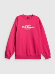 4F Bluza dresowa oversize bez kaptura damska - różowa XS. Czerwone bluzy sportowe 4f, xs, bez wzorów, z dresówki, bez kaptura. Za 159.99 zł.