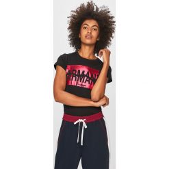 Armani Exchange - T-shirt. Białe t-shirty Armani Exchange, l, bez wzorów, z bawełny, bez kołnierzyka, bez ramiączek. Za 219.90 zł.