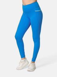 KARI TRAA Legginsy sportowe "Nia" w kolorze niebieskim rozmiar: XS. Niebieskie legginsy Kari Traa, xs, bez wzorów, z podwyższonym stanem. Za 289.95 zł.