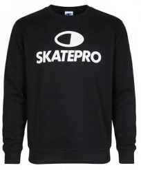 Odzież Bluza sportowa unisex SkatePro Crew Neck - L - Czarny. Czarna bluzy SKATEPRO, na jesień, l, bez wzorów, z bawełny, bez kaptura. Za 119.99 zł.