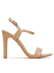 DeeZee Sandały F8977-2 Beżowy. Brązowe sandały DeeZee, bez wzorów, z materiału, bez obcasa, na szpilce, bez zapięcia. Za 129.99 zł.