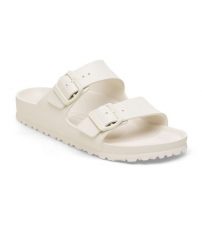 Klapki damskie Birkenstock Arizona Eva. Białe klapki Birkenstock, bez wzorów, z materiału, bez obcasa. Za 337.00 zł.