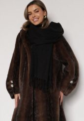 Czarny Klasyczny Szalik Zdobiony Frędzlami Vetilana. Czarne szaliki Born2be, z aplikacjami, z jeansu, biznesowe. Za 44.99 zł.