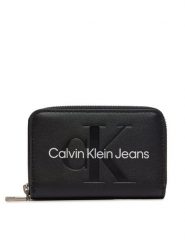 Calvin Klein Jeans Mały Portfel Damski Zip Around Mono K60K612255 Czarny. Czarne portfele Calvin Klein Jeans, bez wzorów, z jeansu. Za 149.99 zł.