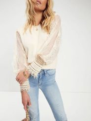 LA Angels Bluzka w kolorze kremowym rozmiar: L. Brązowe bluzki LA Angels, l, bez wzorów, z koronki, bez kołnierzyka, bez ramiączek. Za 135.49 zł.