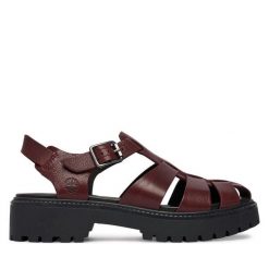 Sandały Timberland. Czerwone sandały Timberland, bez wzorów, street, bez obcasa, na płaskiej podeszwie, bez zapięcia. Za 549.99 zł.