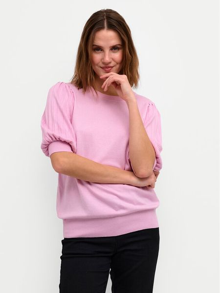 Kaffe Sweter Lone 10508368 Różowy Regular Fit. Czerwone swetry Kaffe, s, bez wzorów, z wiskozy, bez ramiączek. Za 119.99 zł.