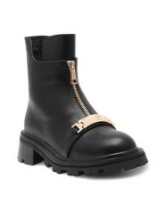 Eva Minge Botki KORDOWA-8267-613 Czarny. Czarne botki Eva Minge, bez wzorów, ze skóry, bez obcasa, na płaskiej podeszwie, bez zapięcia. Za 479.00 zł.