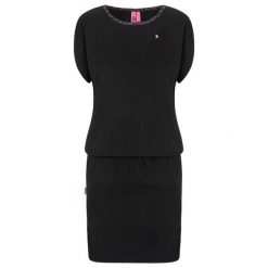 Damska sukienka pętelkowa Abvika czarna. Czarne sukienki LOOP, s, bez wzorów, sportowe, bez kołnierzyka, bez ramiączek, mini, sportowe. Za 146.99 zł.