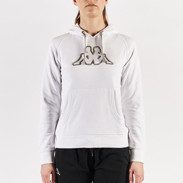 Bluza z kapturem Damska Kappa Biały. Białe bluzy Kappa, xs, bez wzorów, z bawełny, z kapturem. Za 246.00 zł.