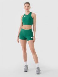 4F Legginsy krótkie treningowe damskie - zielone XXS. Zielone legginsy 4f, s, bez wzorów, z dzianiny, krótkie. Za 89.99 zł.