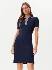 Guess Sukienka dzianinowa W5GK84 Z3L10 Granatowy Regular Fit. Niebieskie sukienki Guess, l, z aplikacjami, z dzianiny, bez kołnierzyka, bez ramiączek. Za 329.99 zł.