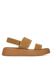 Liu Jo Sandały Amber 01 SA5187 PX002 Brązowy. Brązowe sandały Liu Jo, bez wzorów, ze skóry, bez obcasa, na płaskiej podeszwie, bez zapięcia. Za 339.99 zł.