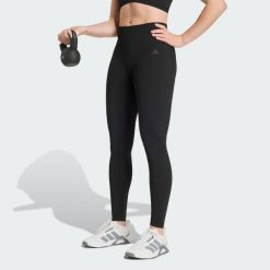 Legginsy Workout Essentials Knit Scrunch 7/8. Czarne legginsy Adidas, bez wzorów, z podwyższonym stanem. Za 239.00 zł.