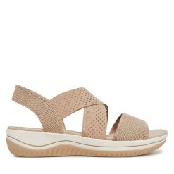 Sandały Jana. Brązowe sandały JANA, bez wzorów, bez obcasa, na koturnie, bez zapięcia. Za 209.99 zł.