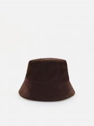 Kapelusz bucket z imitacji zamszu - ciemnobrązowy. Brązowe kapelusze Reserved, bez wzorów. Za 69.99 zł.