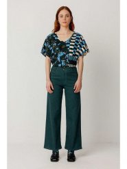 SKFK Spodnie "Ainhize" w kolorze morskim rozmiar: 34. Zielone spodnie materiałowe SKFK, bez wzorów, z bawełny, z podwyższonym stanem. Za 260.99 zł.