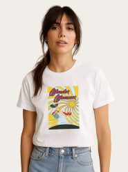 WOOOP Koszulka "Wonder Woman Flying" w kolorze białym rozmiar: M. Białe bluzki Wooop, m, bez wzorów, z bawełny, bez kołnierzyka, bez ramiączek. Za 56.99 zł.