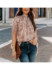 LA Angels Bluzka w kolorze brązowo-kremowym rozmiar: L. Brązowe bluzki LA Angels, l, bez wzorów, bez kołnierzyka, bez ramiączek. Za 104.39 zł.