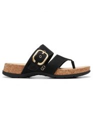 Clarks Skórzane japonki "Reileigh Park" w kolorze czarnym rozmiar: 41. Czarne klapki Clarks, bez wzorów, z nubiku, z otwartym noskiem, bez obcasa. Za 202.50 zł.