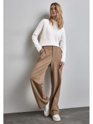 Street One Sweter w kolorze kremowym rozmiar: 40. Brązowe swetry Street One, bez wzorów, z bawełny, bez ramiączek. Za 105.63 zł.