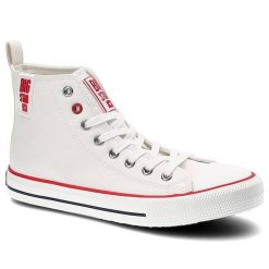 Białe Trampki Big Star Damskie Modne Półbuty. Białe trampki Big Star, bez wzorów, z gumy, przed kolano, bez zapięcia. Za 99.99 zł.