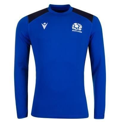 Bluza okrągły dekolt trening Écosse Staff. Niebieskie bluzy Macron, xl, bez wzorów, z dresówki, bez kaptura. Za 188.00 zł.