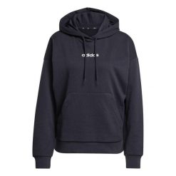 Bluza damska adidas Essentials Linear French Terry Hoodie - czarna. Czarne bluzy Adidas, l, bez wzorów, z bawełny, bez kaptura. Za 195.99 zł.