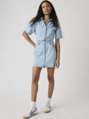 Levi's Sukienka dżinsowa w kolorze błękitnym rozmiar: S. Niebieskie sukienki Levi's®, na co dzień, s, bez wzorów, z bawełny, bez kołnierzyka, bez ramiączek, mini, proste. Za 174.95 zł.