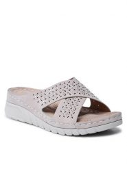 Clara Barson Klapki WS8054-02 Beżowy. Brązowe klapki Clara Barson, bez wzorów, ze skóry, bez obcasa. Za 89.99 zł.
