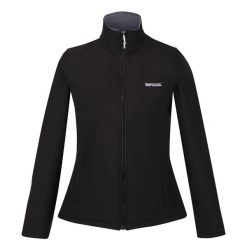 Softshell turystyczny damski Regatta Connie V. Czarne kurtki sportowe Regatta, l, bez wzorów, z polaru, bez kaptura, trekkingowe. W wyprzedaży za 159.99 zł.
