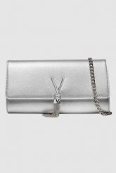 VALENTINO Srebrna Divina Pochette. Szare kopertówki Valentino by Mario Valentino, bez wzorów, duże, bez dodatków. W wyprzedaży za 216.99 zł.