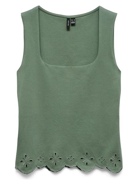Vero Moda Top w kolorze zielonym rozmiar: S. Zielone topy Vero Moda, s, bez wzorów, z bawełny, bez kołnierzyka, bez ramiączek. Za 71.40 zł.