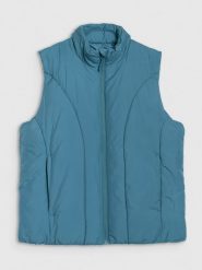 4F Bezrękawnik puchowy z wypełnieniem syntetycznym damski - turkusowy XL. Niebieskie kamizelki 4f, uniwersalny, bez wzorów, z dzianiny, bez kaptura. Za 229.99 zł.
