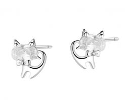 Kolczyki srebrne z cyrkoniami - koty. Szare kolczyki Apart, z cyrkonią, srebrne. Za 119.00 zł.